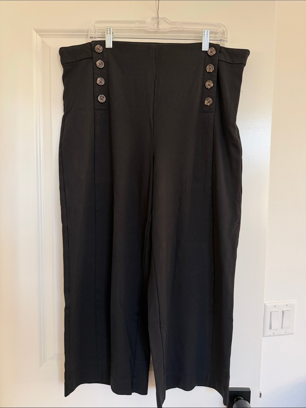 Ann Taylor Black Wide-Leg Sailor Button Pants